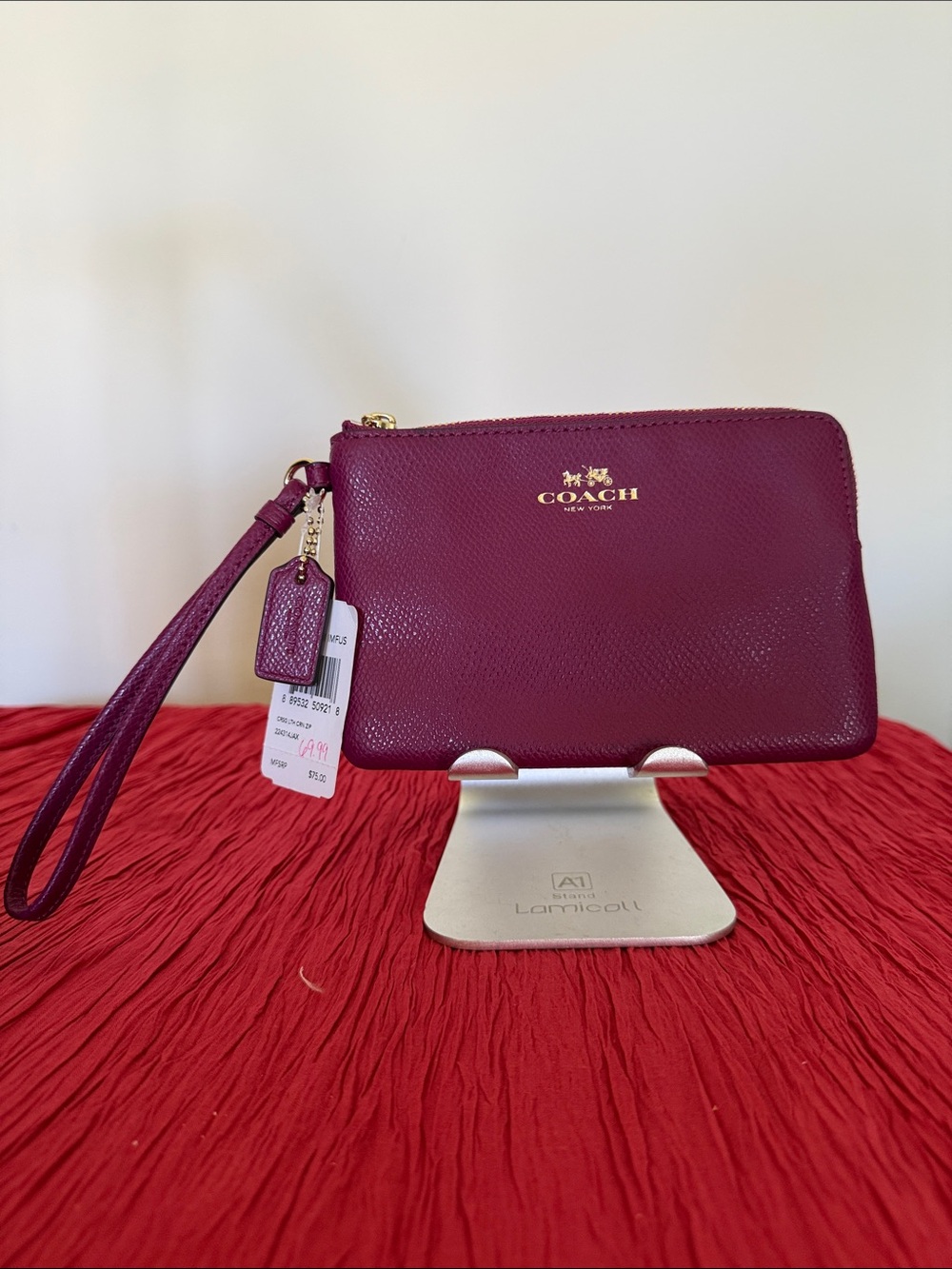 Coach Pebbled Leather Wristlet